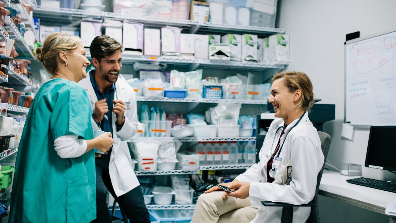 Group of pharmacists having a friendly chat