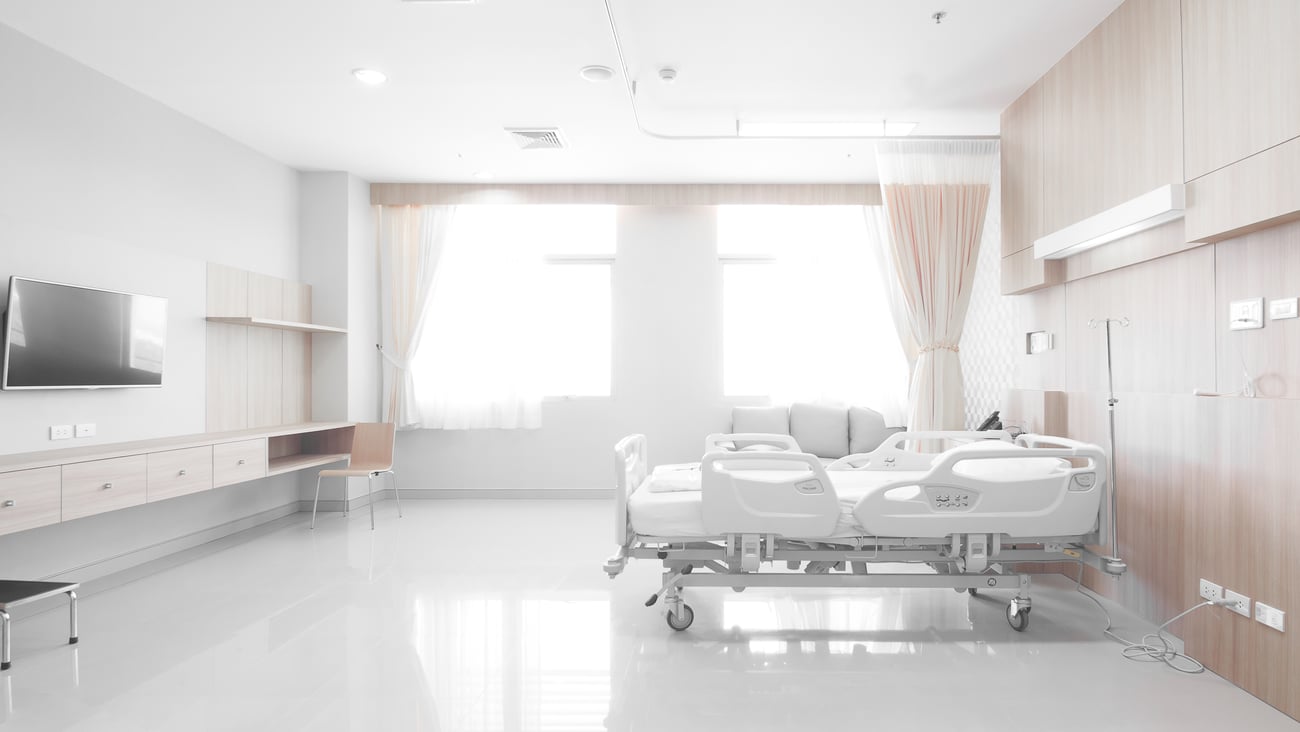 Bright white hospital room