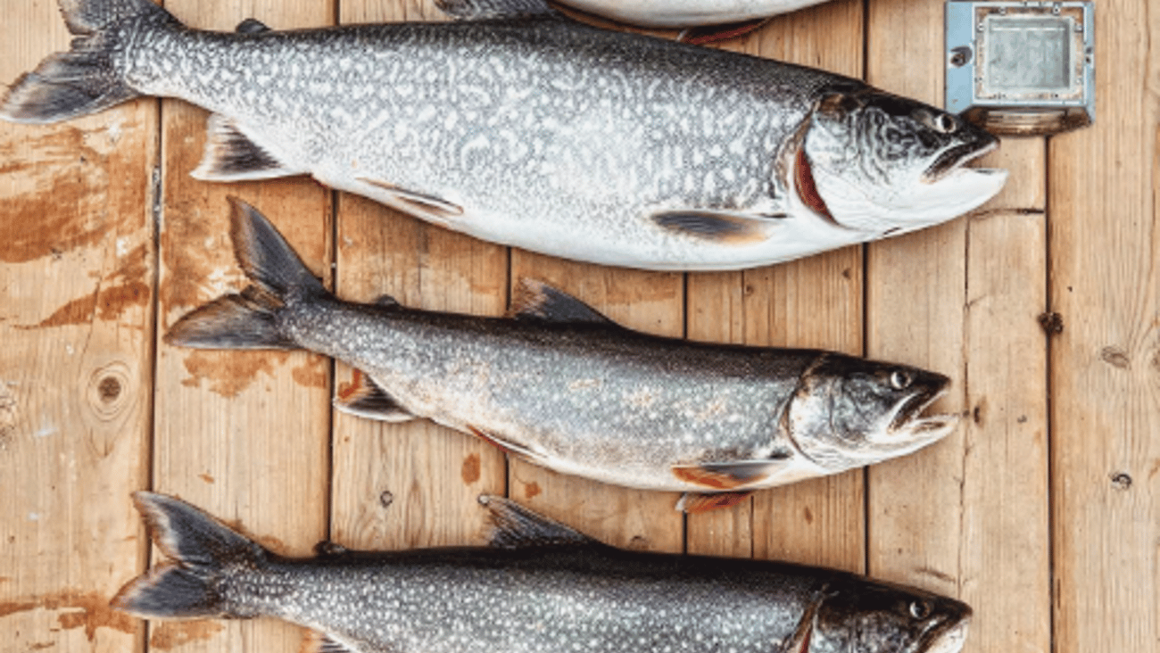 Four fish on a dock