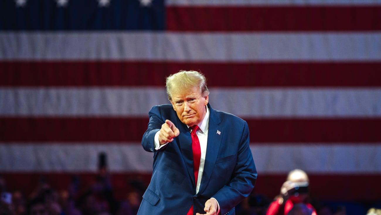 Donald Trump speaks at a rally in Maryland on February 24, 2024.