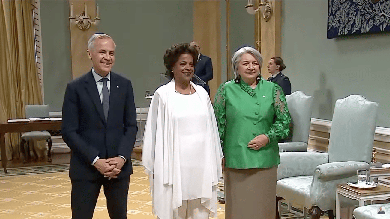 New Health Minister Marjorie Michel alongside Prime Minister Mark Carney and Governor General Mary Simon. (Office of the Prime Minister)