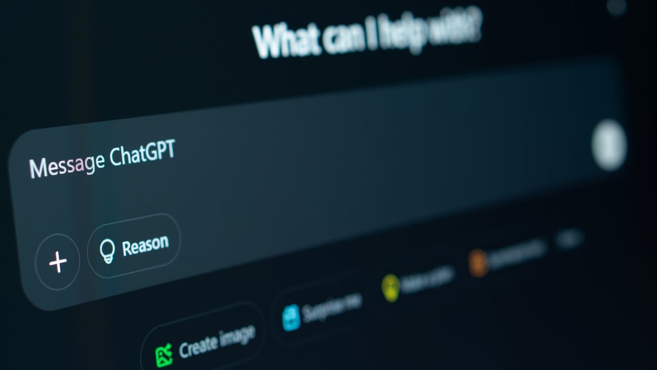 A screen with ChatGPT's search bar