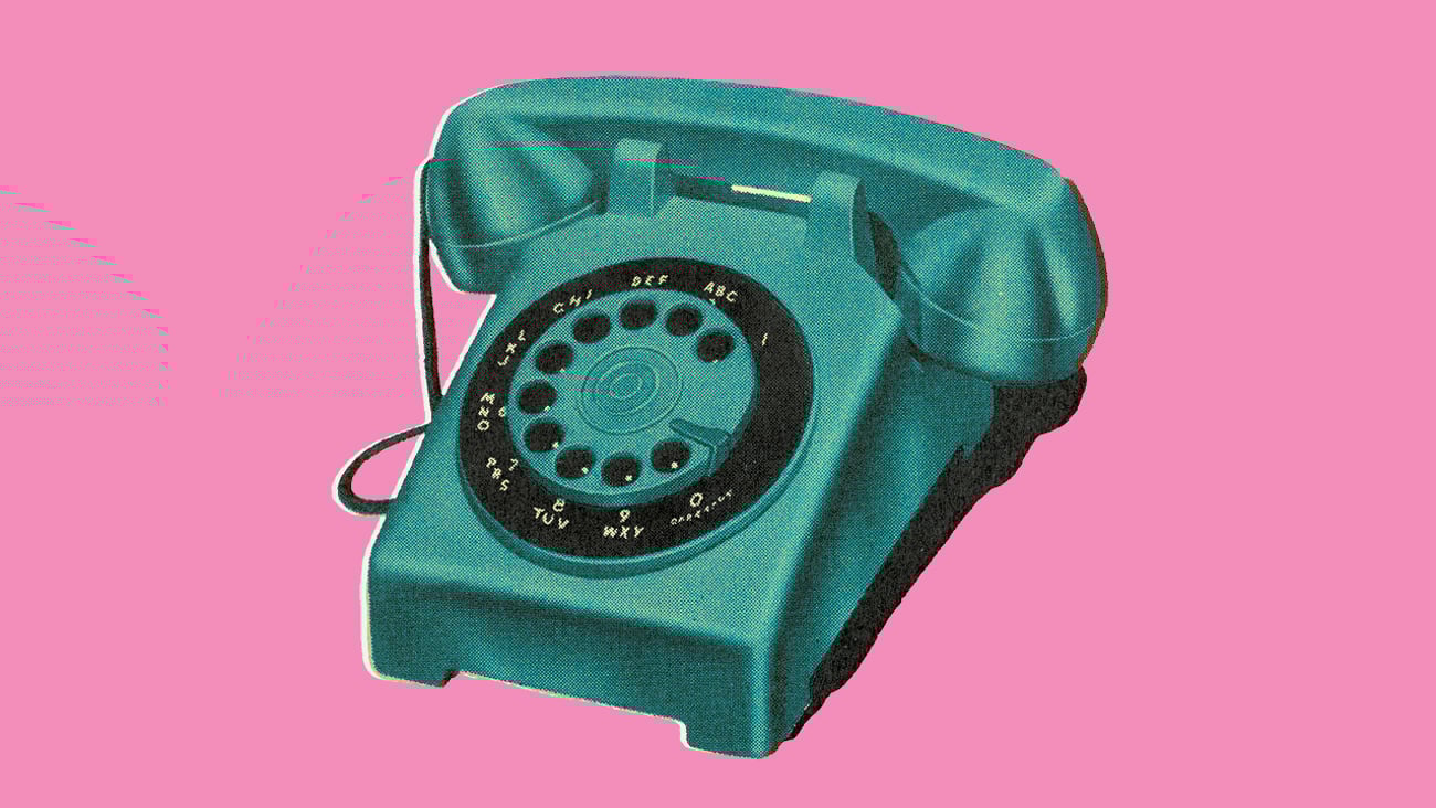 Large green rotary phone