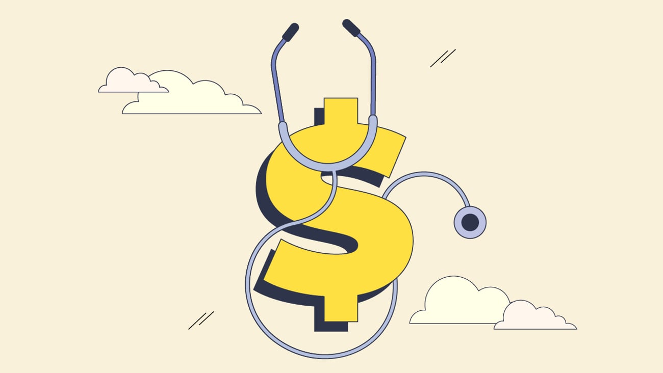 A dollar sign superimposed on a stethoscope 
