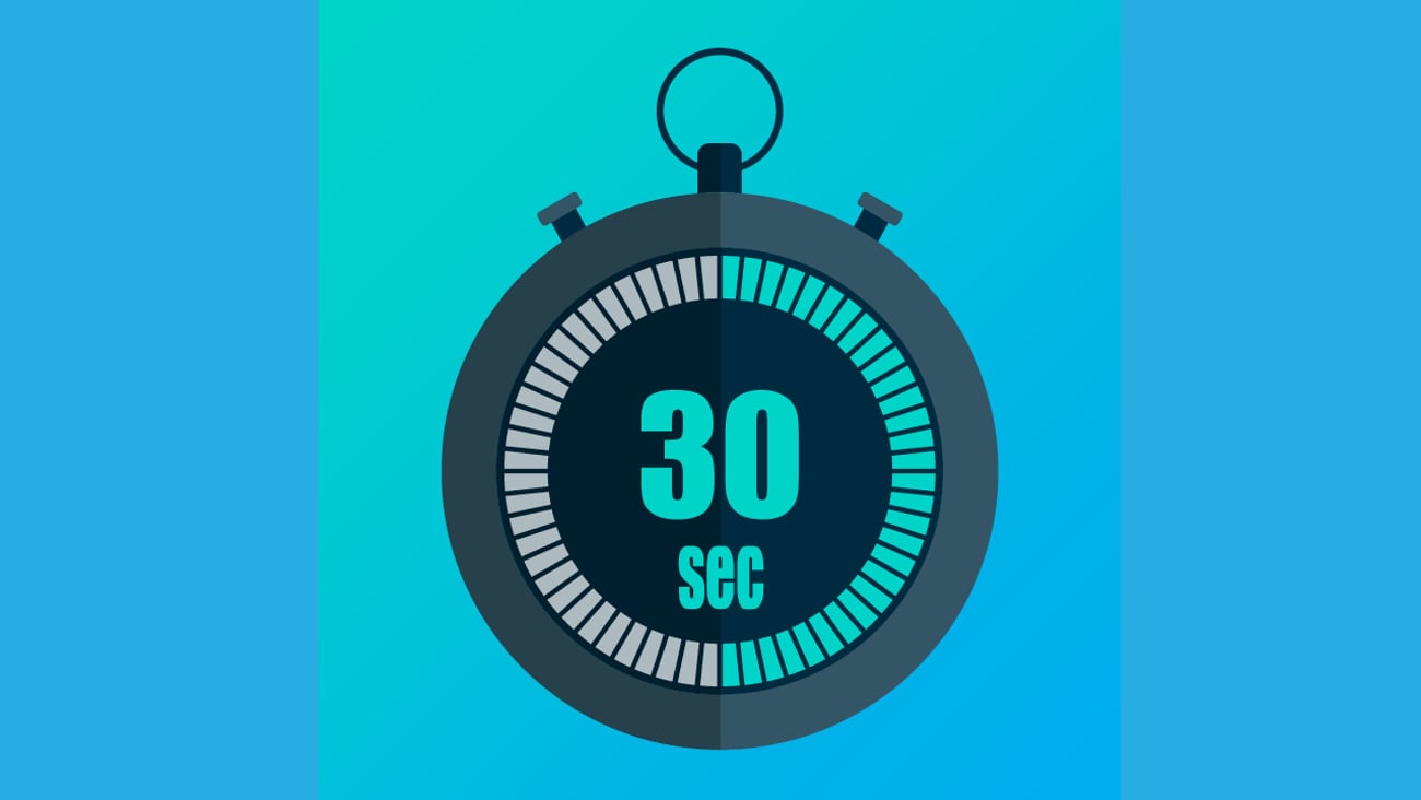 A stop watch reading 30 seconds