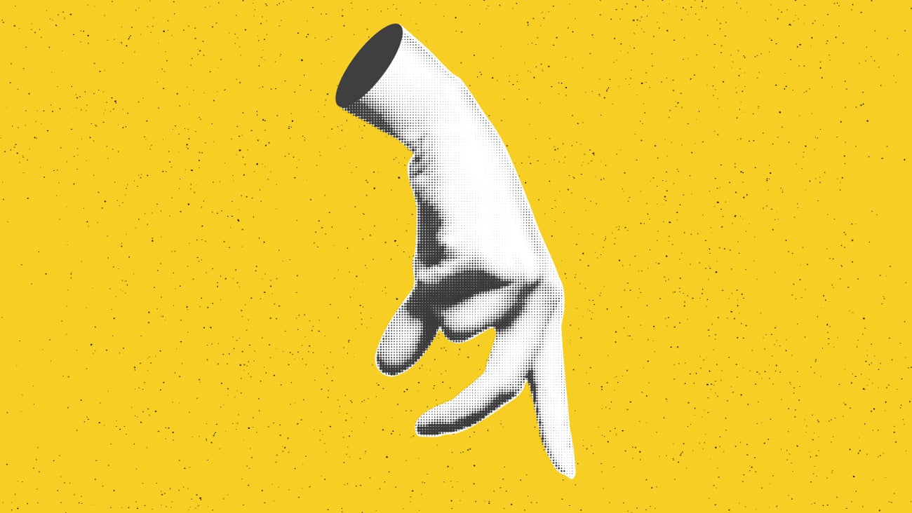 A hand pointing downwards