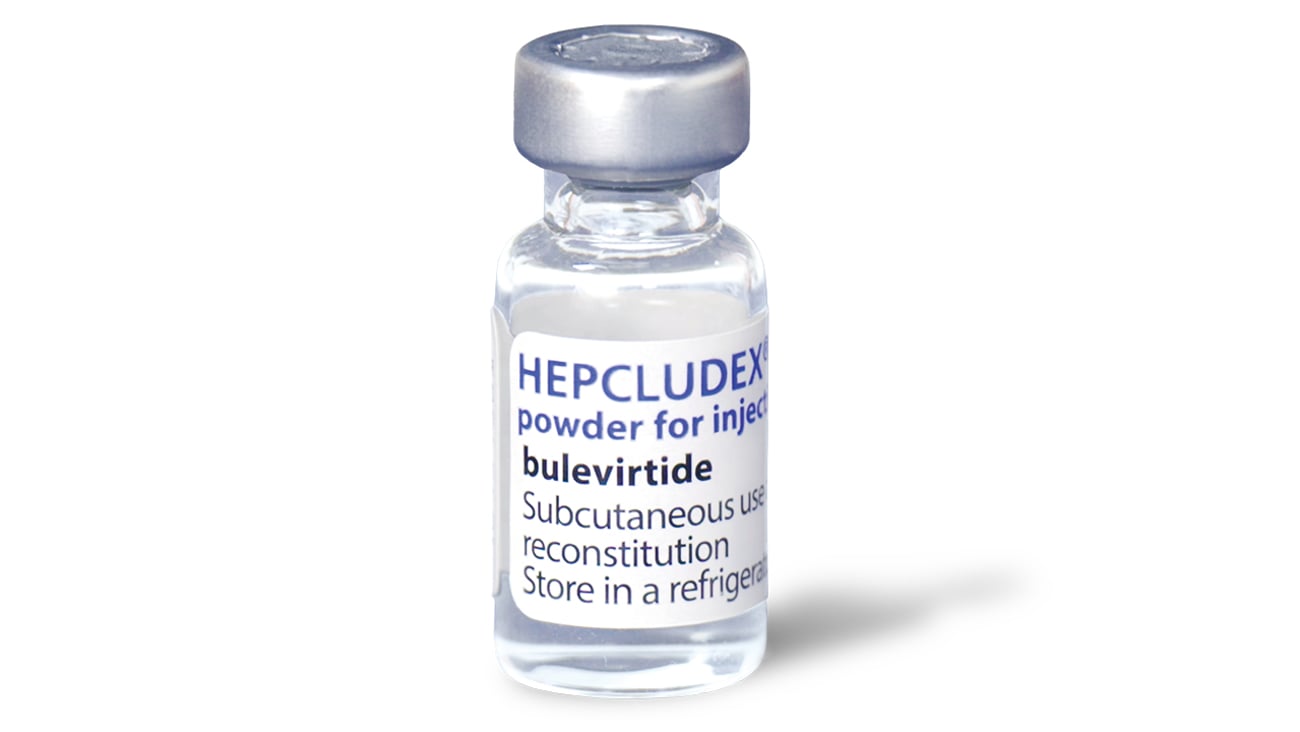 Bottle of Hepcludex for hepatitis D