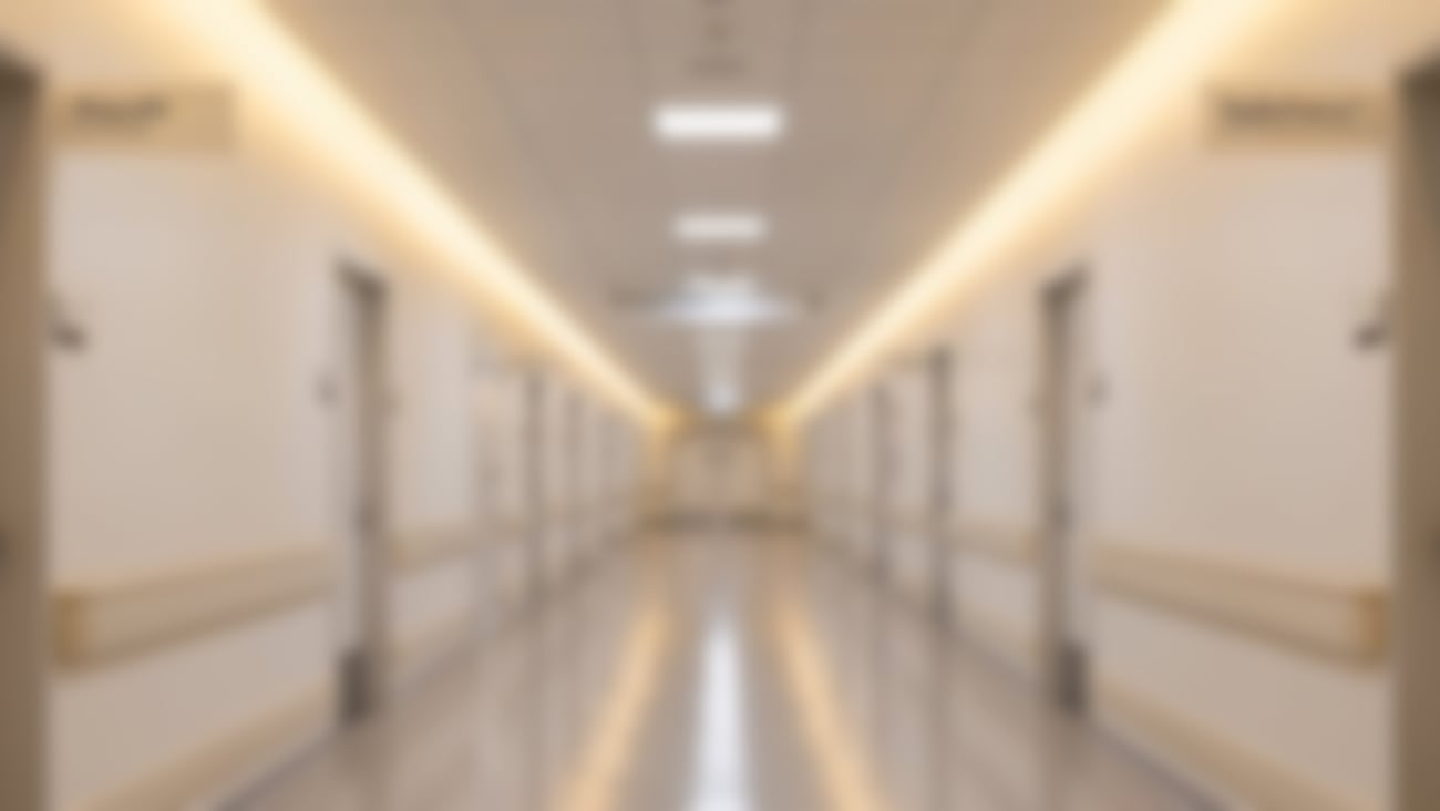 Blurry hospital hallway