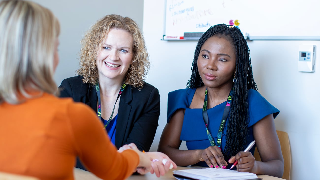 Lisa McCarthy talking with patients.