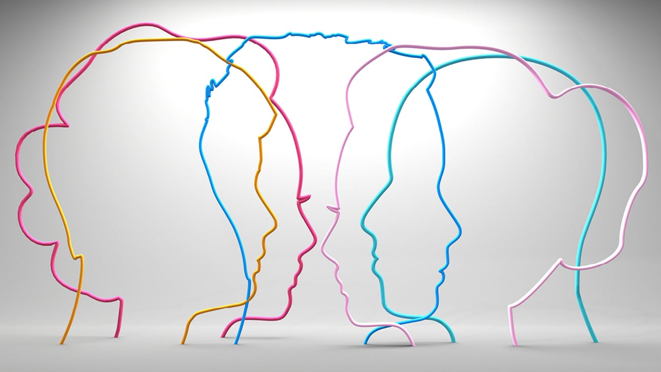 A graphic with many overlapping faces representing multiple generations
