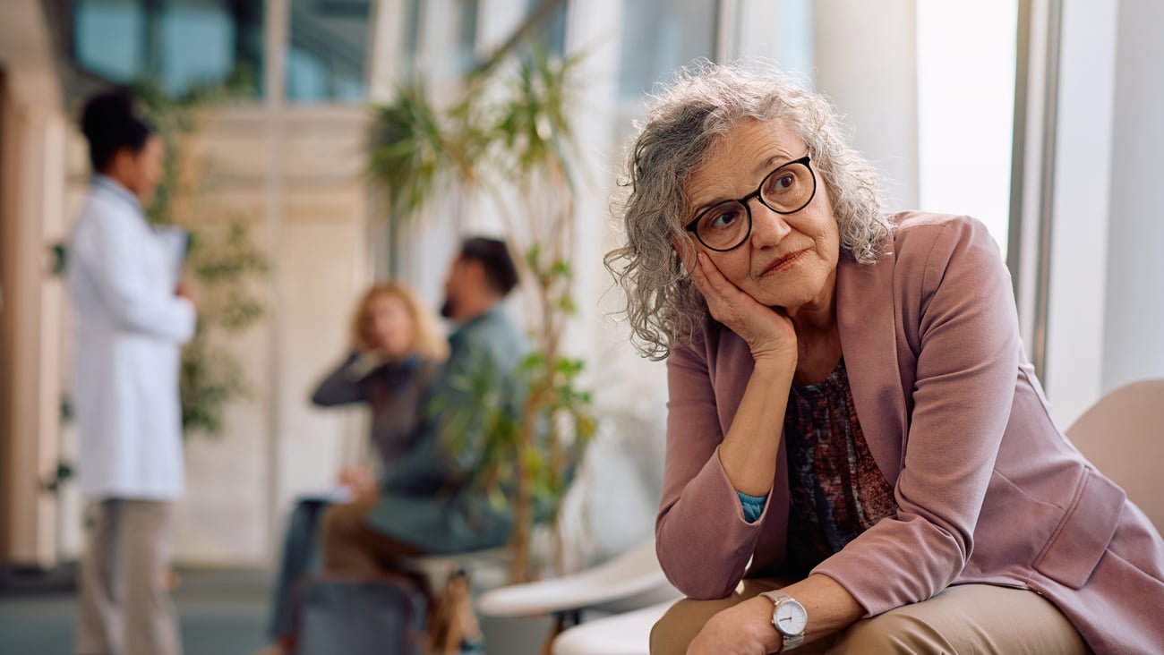 A woman waits at a doctor's office.