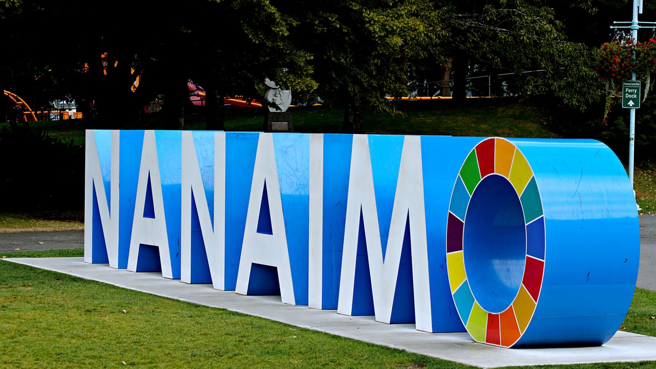 A sign for Nanaimo, B.C. 