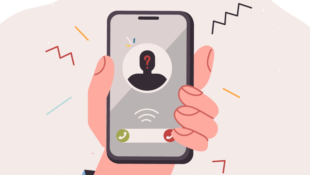 Cartoon of someone making a phone call on a smartphone