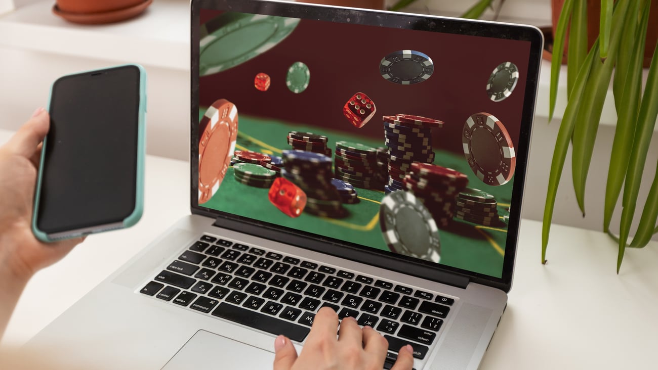 A laptop showing someone online gambling