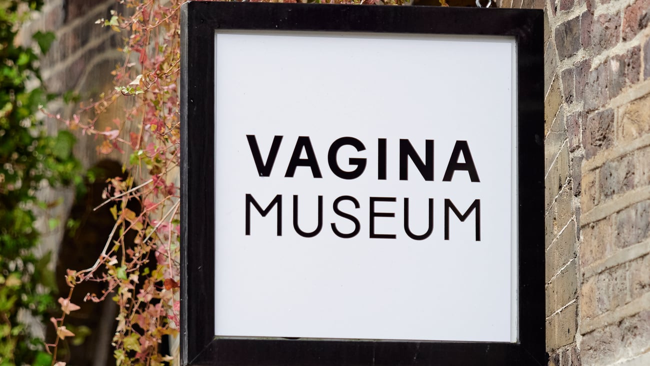 Sign outside the Vagina Museum in London, England