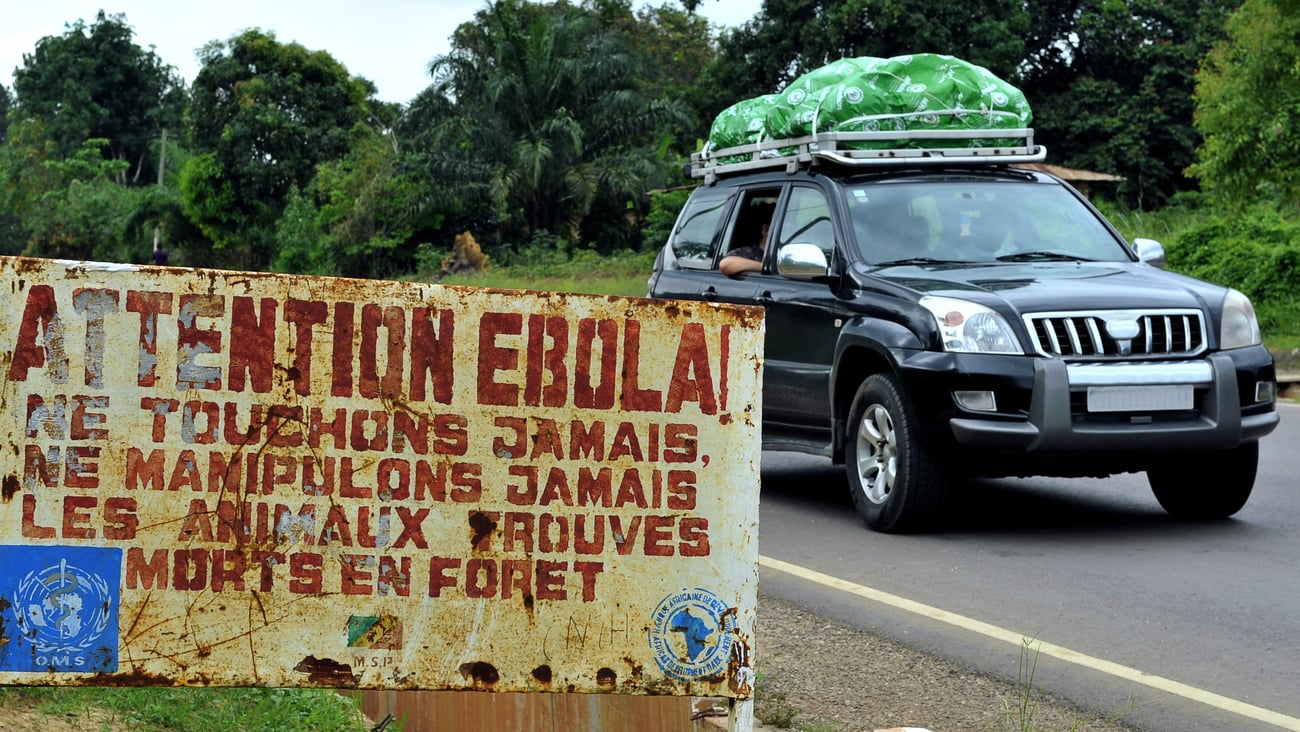 A sign in Congo warning of Ebola infection.