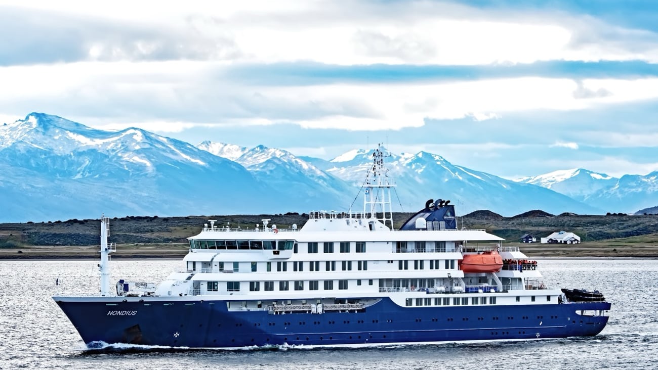 The MV Hondius in Argentina.