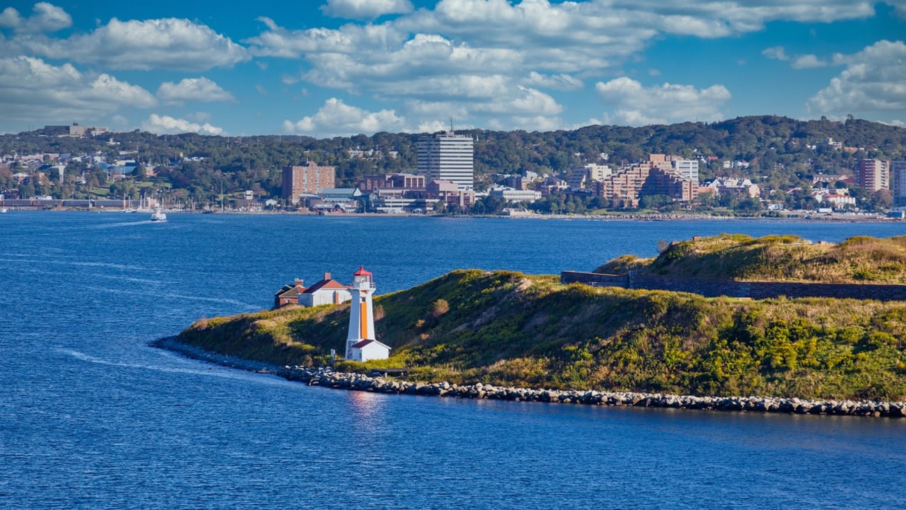 Entrance to the harbour in Halifax, Nova Scotia.