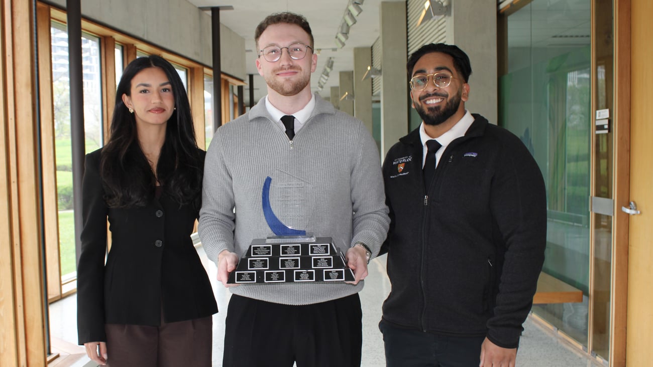 University of Waterloo pharmacy students Zainab Rashid, Ishan Singh and Noah Spitzl