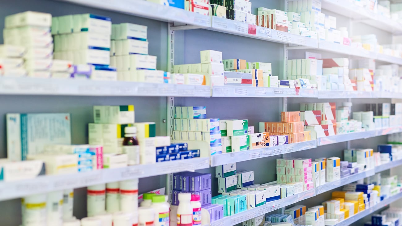 Shelf in a pharmacy