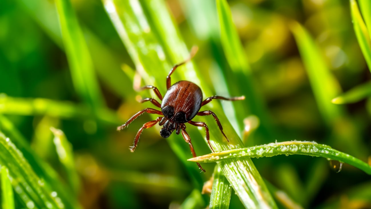 A tick in the grass