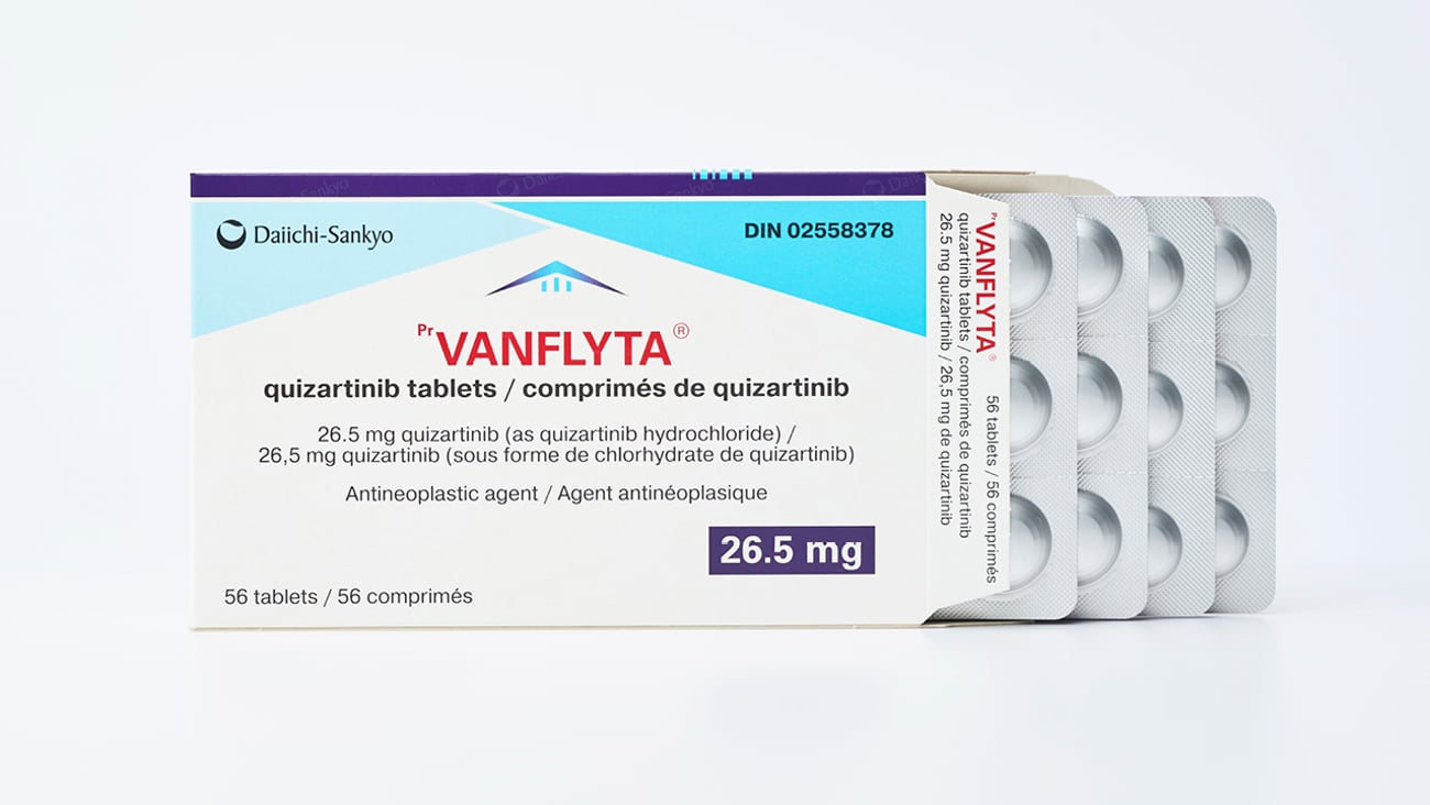 Box of Vanflyta for acute myeloid leukemia
