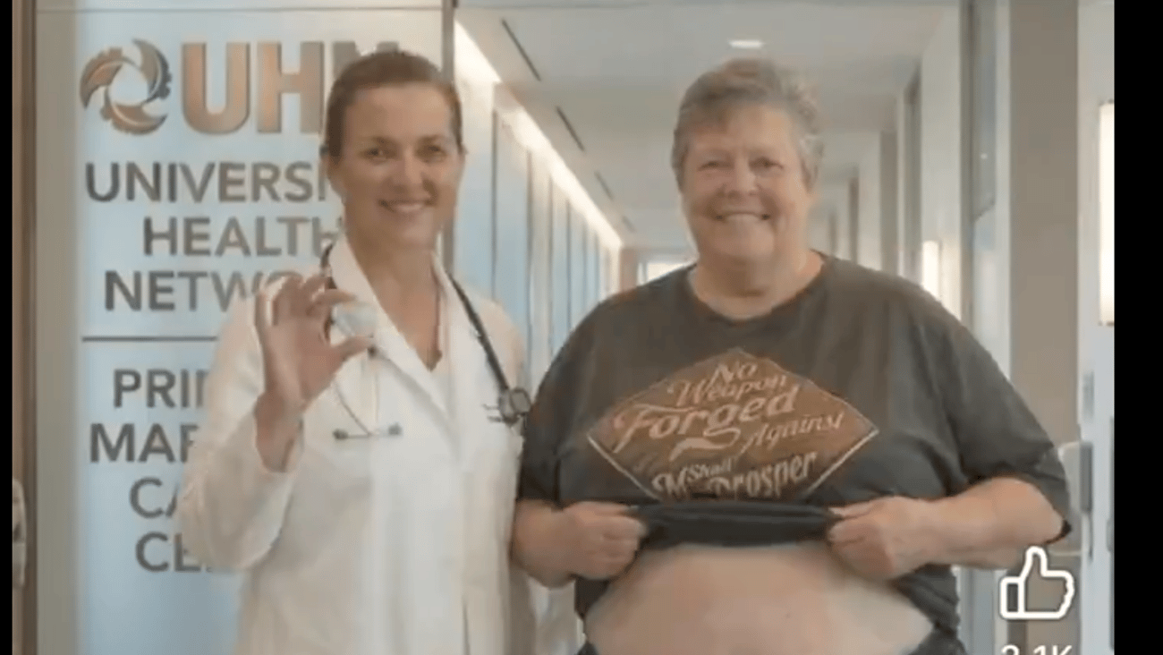 A screenshot of a fake ad featuring UHN branding (UHN)