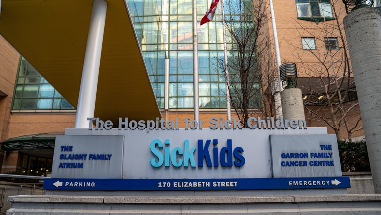 View of the SickKids sign in Toronto.