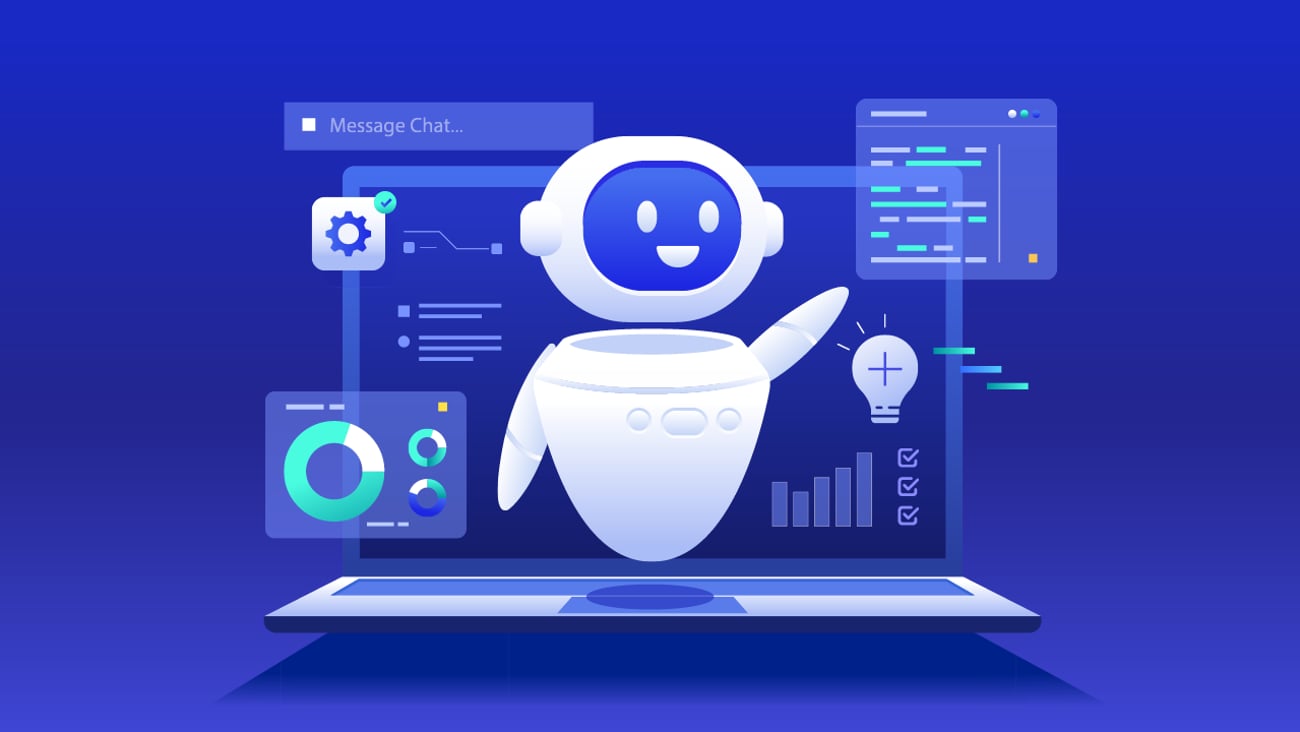 A little floating robot doing administrative tasks