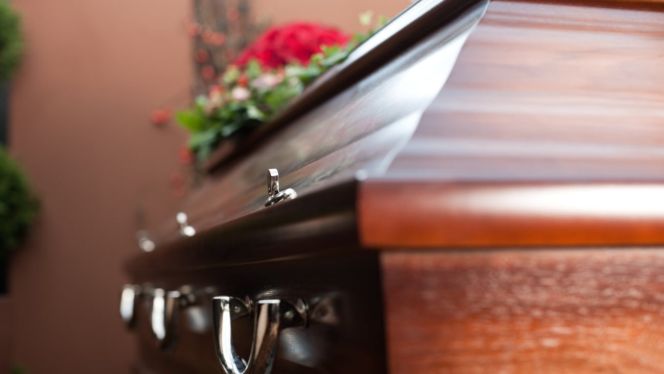 Religion, death and dolor  - funeral and cemetery; funeral with coffin; Shutterstock ID 113984350