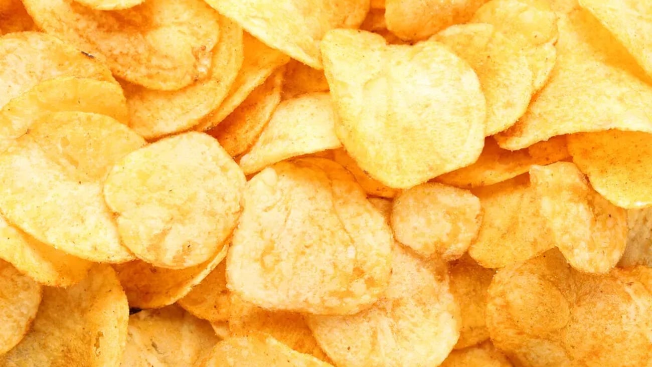 Background of potato chips; Shutterstock ID 1321667918