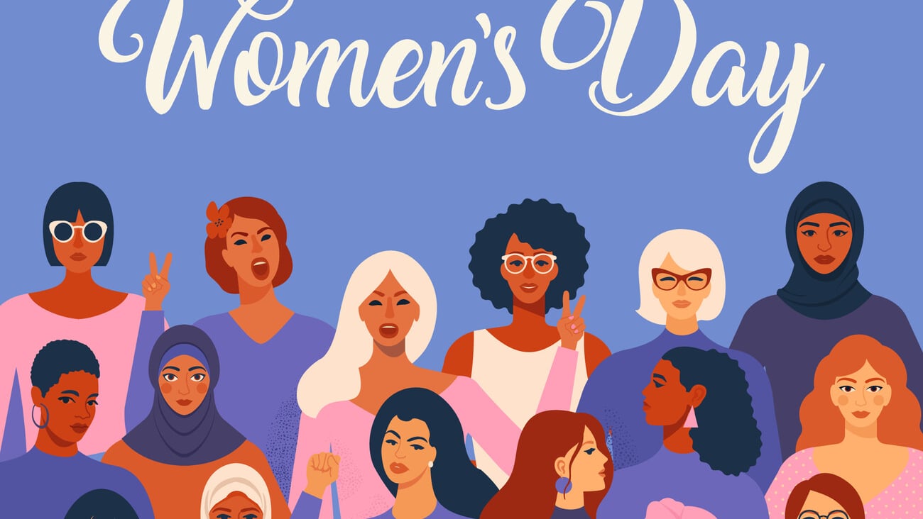 Female diverse faces of different ethnicity poster. Women empowerment movement pattern. International women´s day graphic in vector.; Shutterstock ID 1665869770