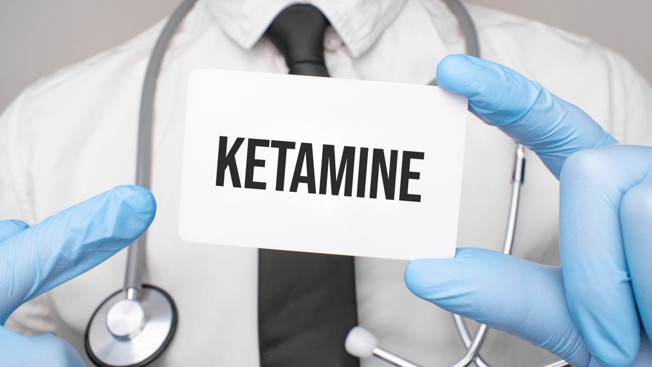 Doctor holding a card with ketamine, Medical concept; Shutterstock ID 1987213598