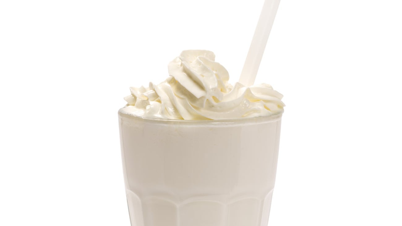 milkshake in a tall glass; Shutterstock ID 209393299