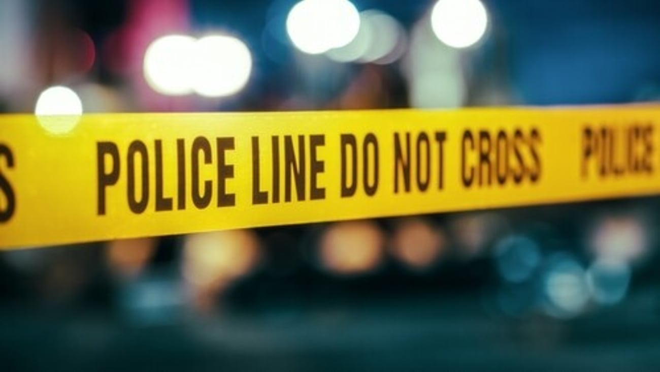Yellow Tape Showing Text "Police Line Do Not Cross" Restricting a Crime Scene Area At Night. Close Up Aesthetic Shot with Bokeh Effect and Flickering Lights. Criminal on the Loose Strikes Again; Shutterstock ID 2230645961