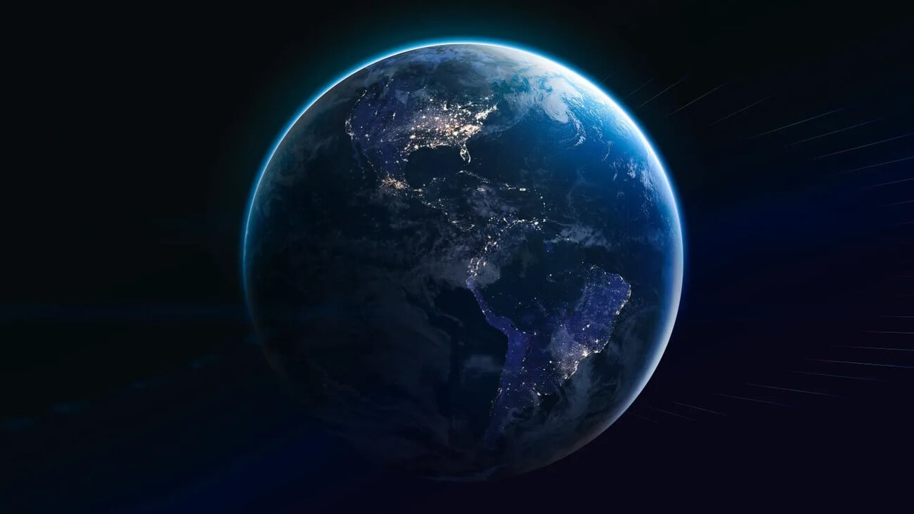 Earth globe on black background. Earth sphere. Earth planet template for banner. Elements of this image furnished by NASA; Shutterstock ID 2315928501