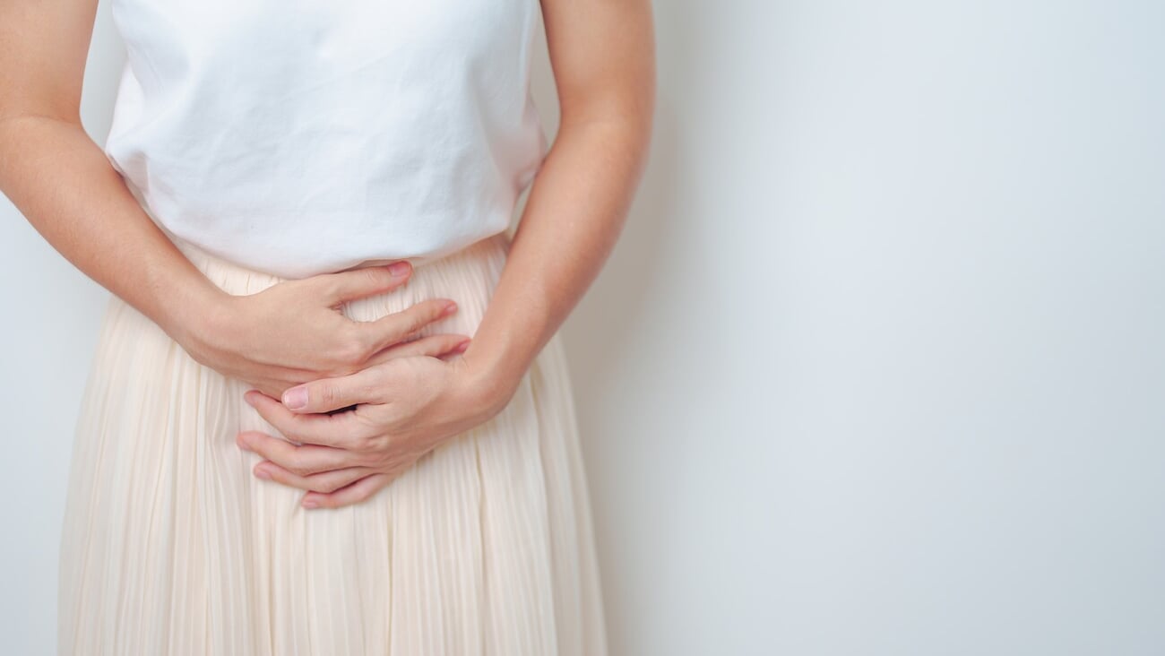 Woman having abdomen pain. Ovarian and Cervical cancer, Cervix disorder, Endometriosis, Hysterectomy, Uterine fibroids, Reproductive, menstruation, Stomach, Pregnancy and Sexual Transmitted disease; Shutterstock ID 2330702813