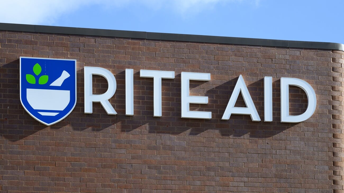 Mount Vernon, WA, USA - February 9, 2024; Sign on brick wall for Rite Aid wih logo an American drugstore; Shutterstock ID 2564257221