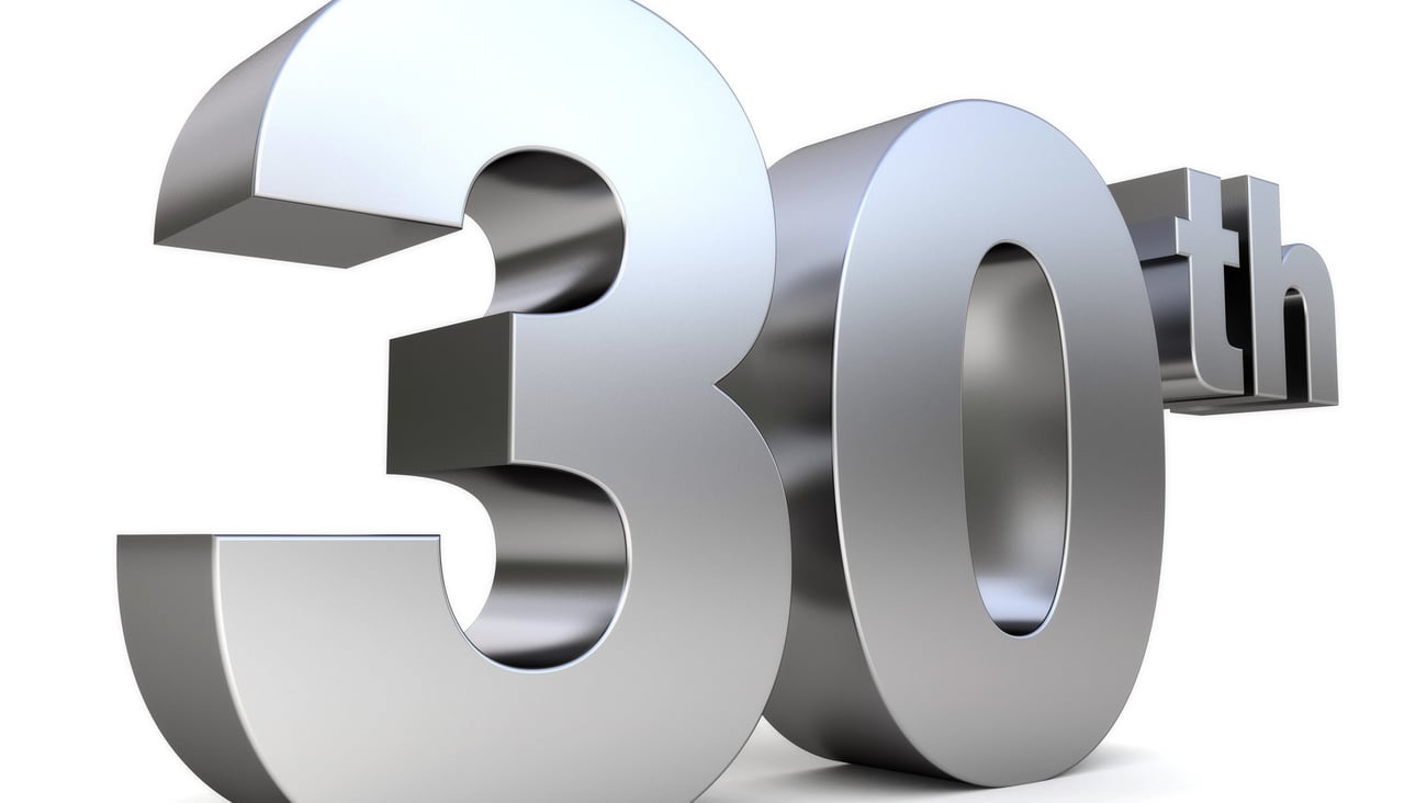 3d metal anniversary number - 30th; Shutterstock ID 84458161
