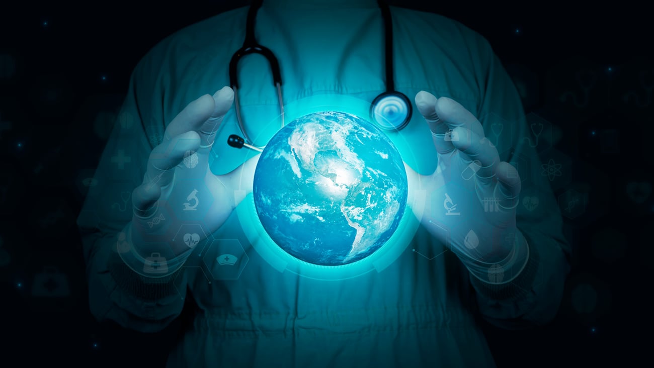  a blue earth and stethoscope