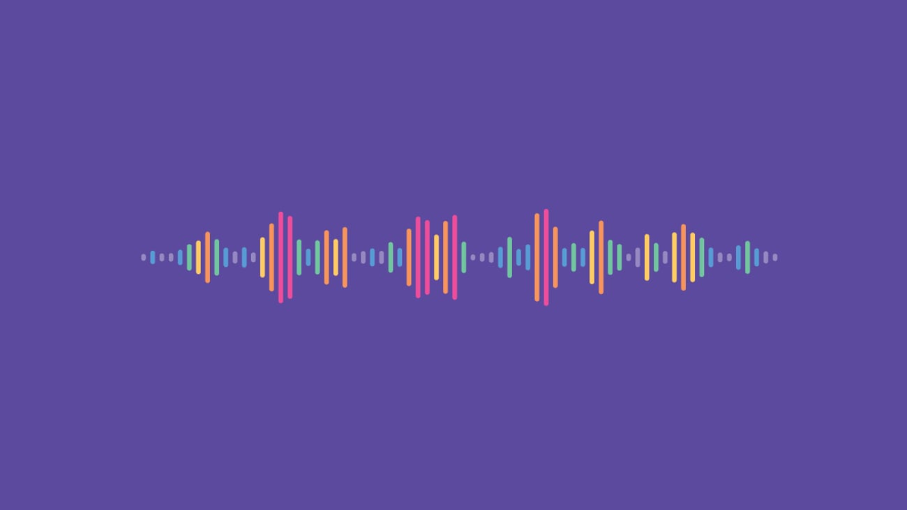 Sound wave visualization on a purple background