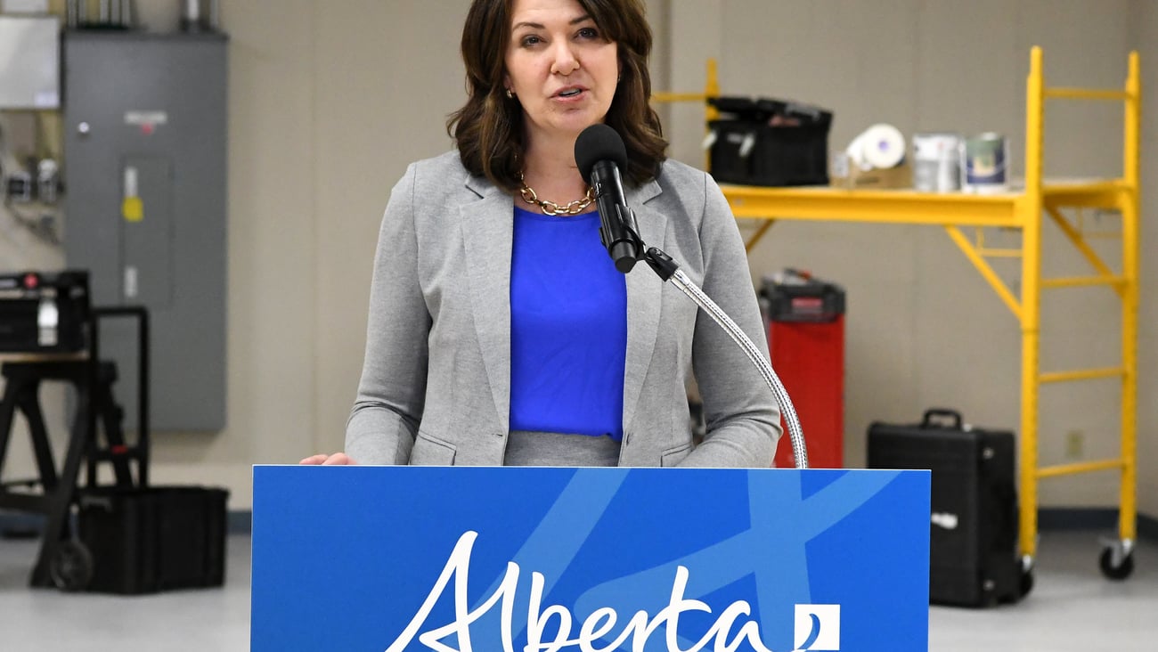 Alberta Premier Danielle Smith speaks in Calgary on June 5, 2024. (Alberta Newsroom)