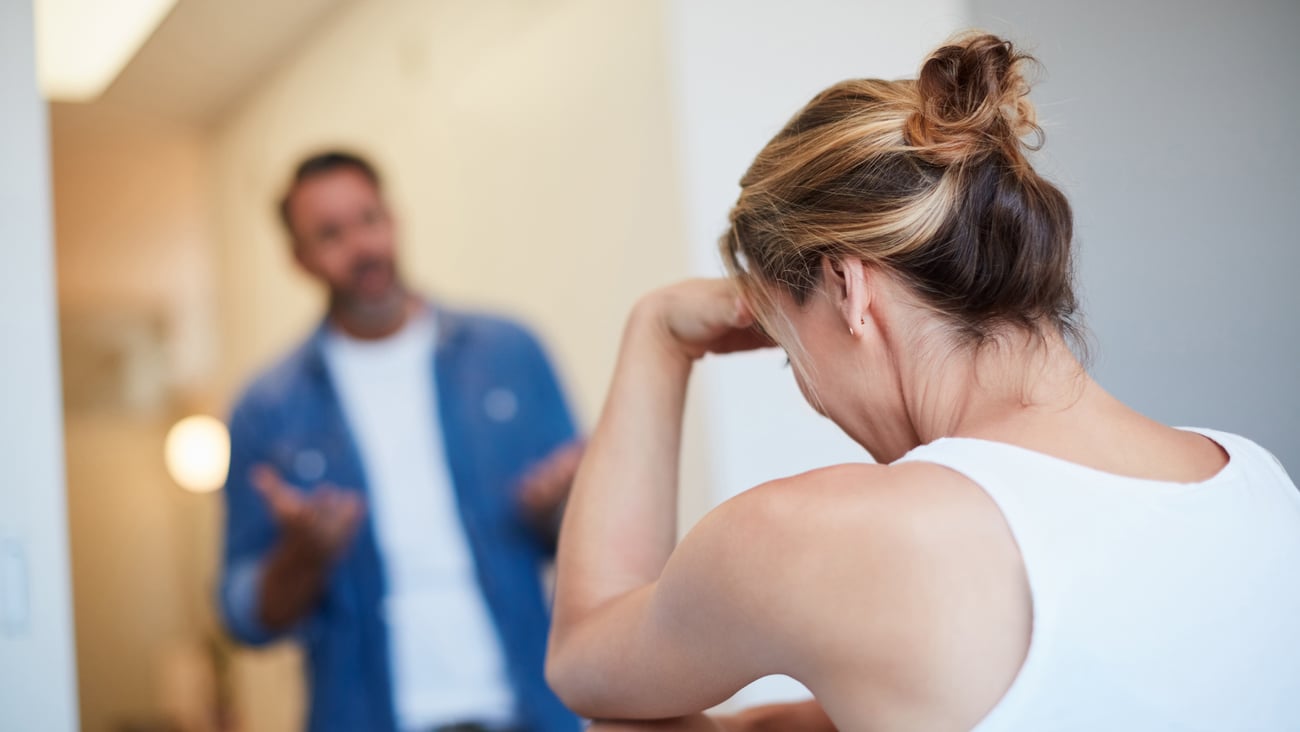 A couple is seen arguing.