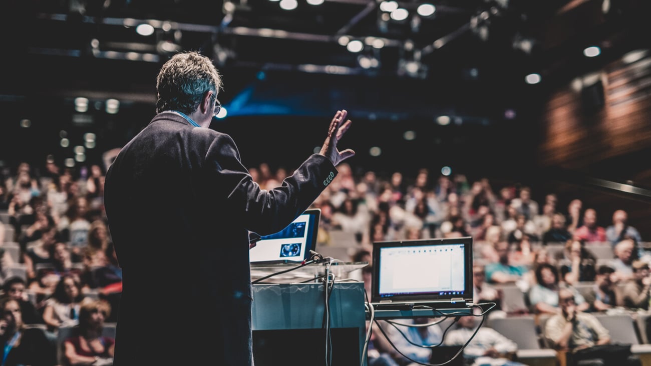 Public speaker giving talk at Business Event.; Shutterstock ID 1937050396