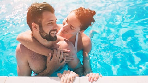 a person in a pool of water