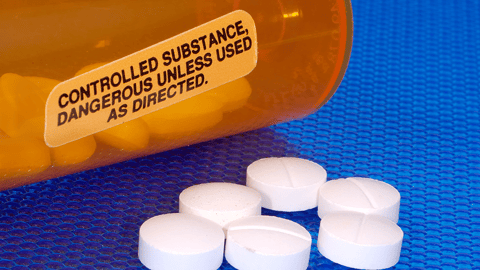 pill bottle showing controlled substance label