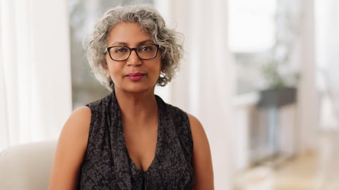 a woman wearing glasses