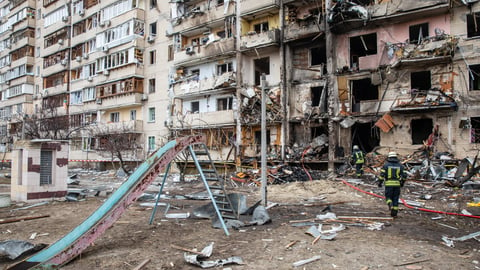 Apartment building in Kyiv after bombing