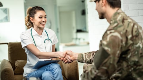 Doctor talking to a soldier