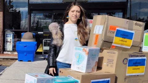 Woman with boxes